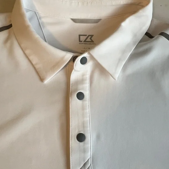 Cutter & Buck Men’s Drytec 50+ Sun Protection White Golf Polo Shirt Size L - Picture 2 of 7